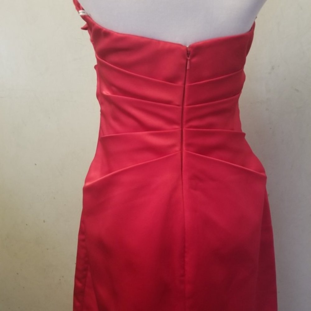NWT Phoebe Couture Red ruffled tube top dress women's size 4 (269) - Picture 4 of 8